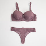 Thin Cup Wire Bra Set - 3622