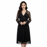 SARI NIGHTY SINGLE MIDI W/GOWN LNG5-4354 BLACK M