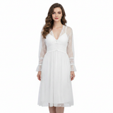 SARI NIGHTY SINGLE MIDI W/GOWN LNG5-4354 WHITE L