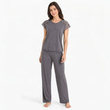 SARI NIGHTY 2-PC SET NIGHTDRESS LNG5-4384 GREY FREE